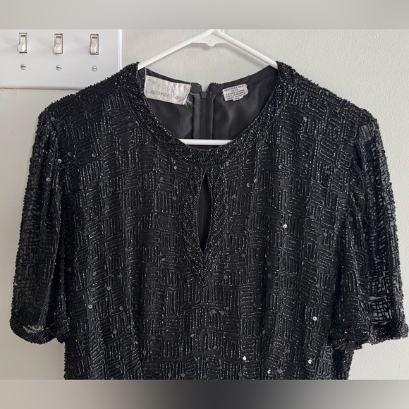 Vintage Laurence Kazar Black Beaded Dress - Picture 3 of 6